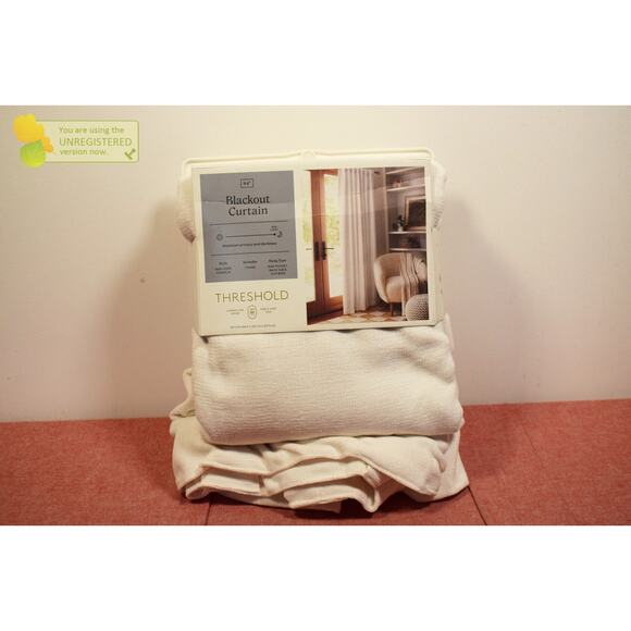 Threshold 50"x84" Blackout Chenille Rod Pocket Curtain Panel Ivory* - Picture 2 of 8